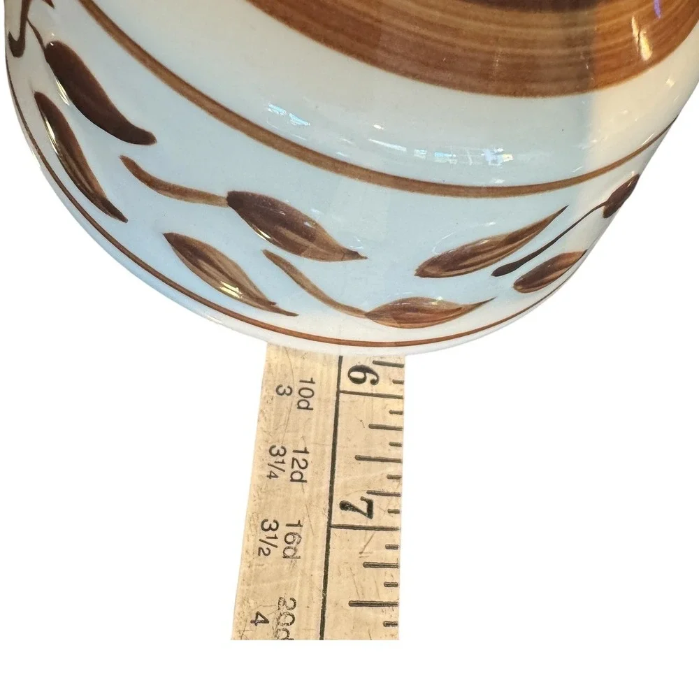 Lamplight Farms USA Vintage Ceramic Oil Lamp Base Hand Painted‎ Brown White
